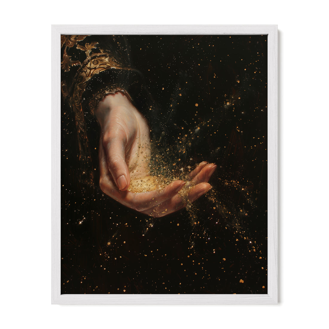 white framed magical gothic hand wall art print