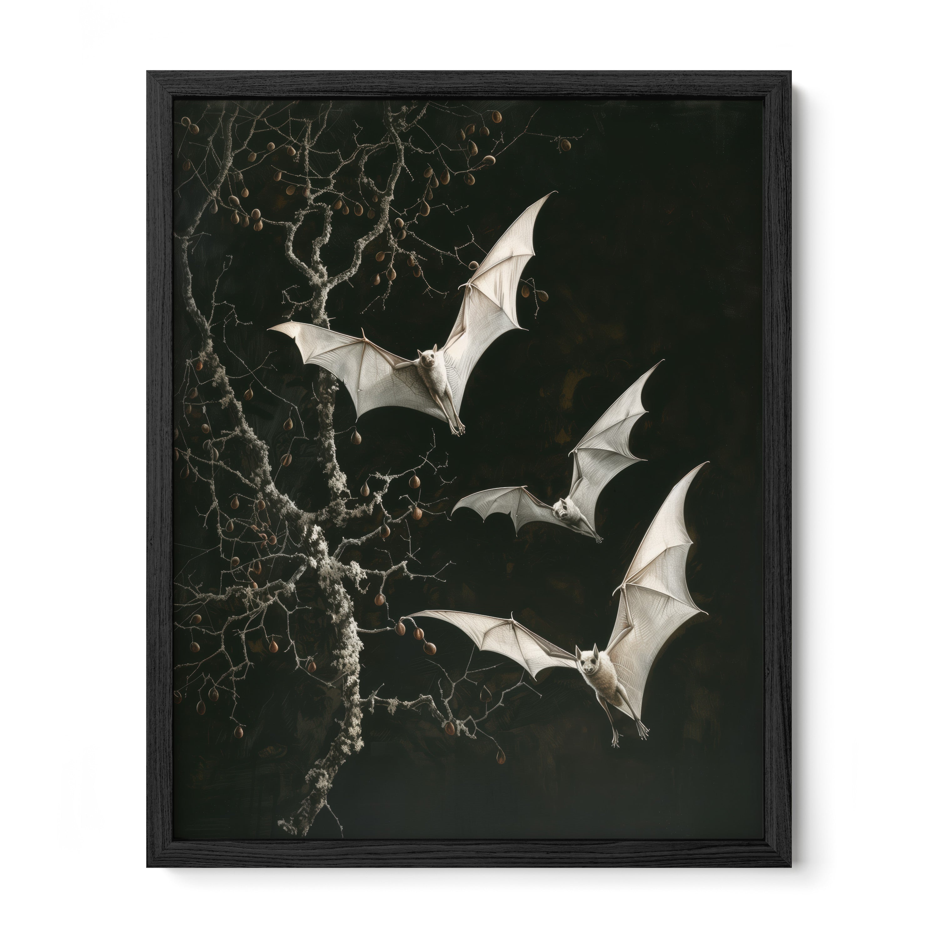 black framed gothic bat wall art print