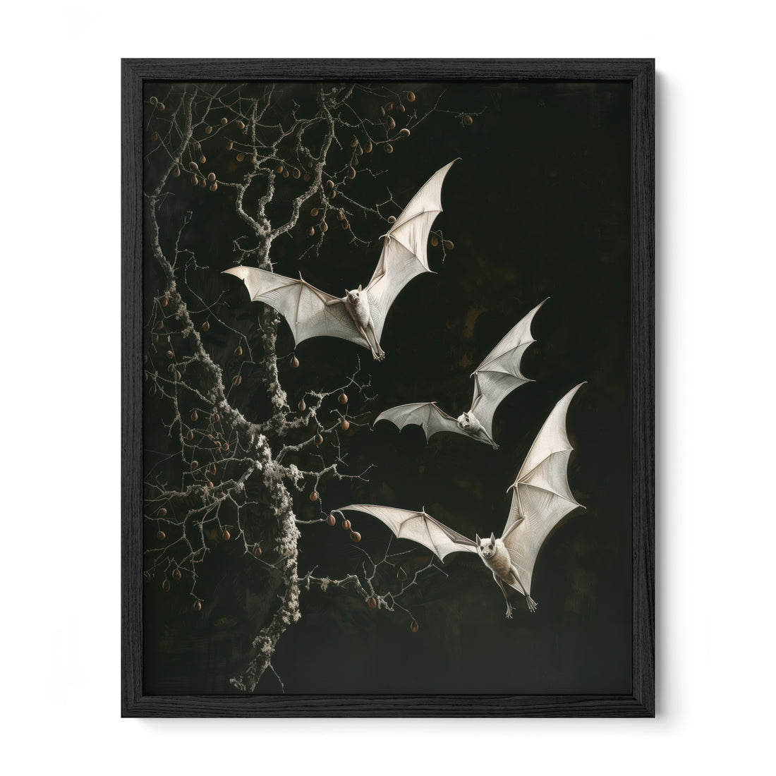black framed gothic bat wall art print
