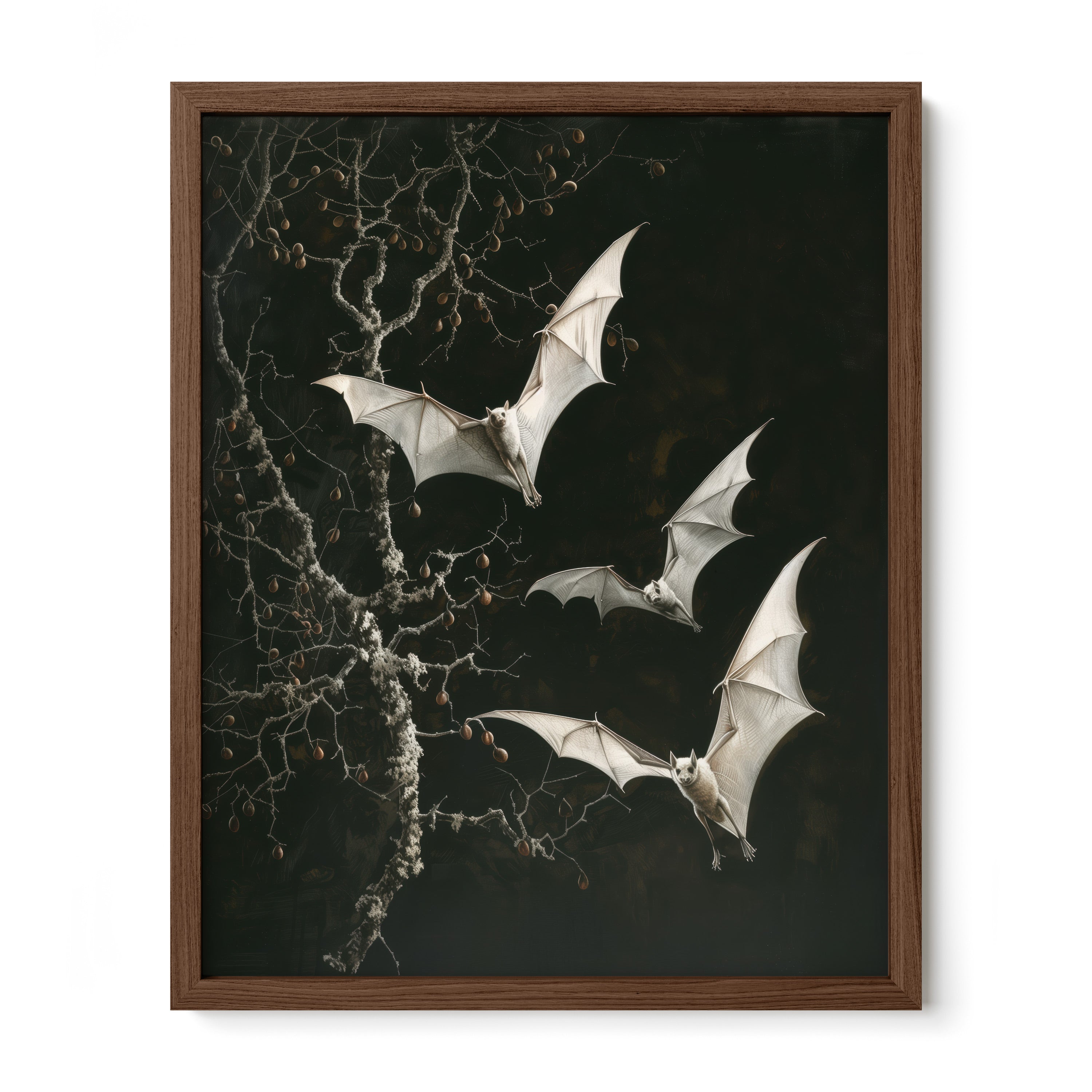walnut framed gothic bat fine art print