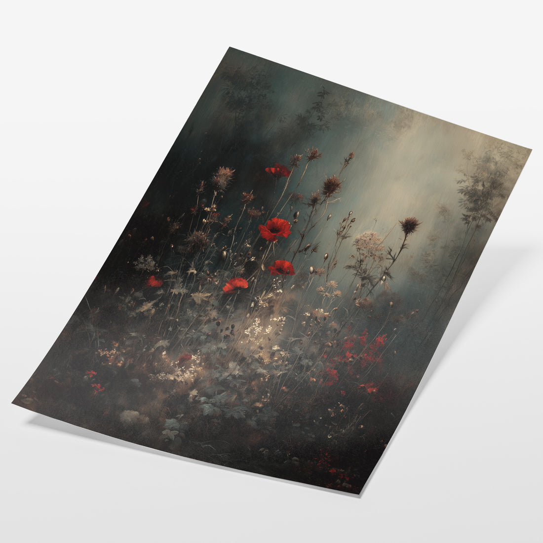angled view of moody botanical meadow fine art print