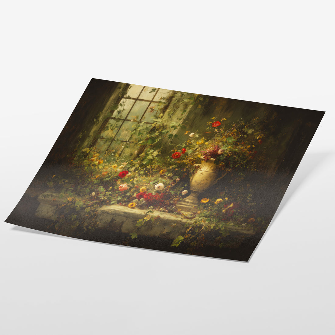 angled view of cottagecore botanical still life fine art print