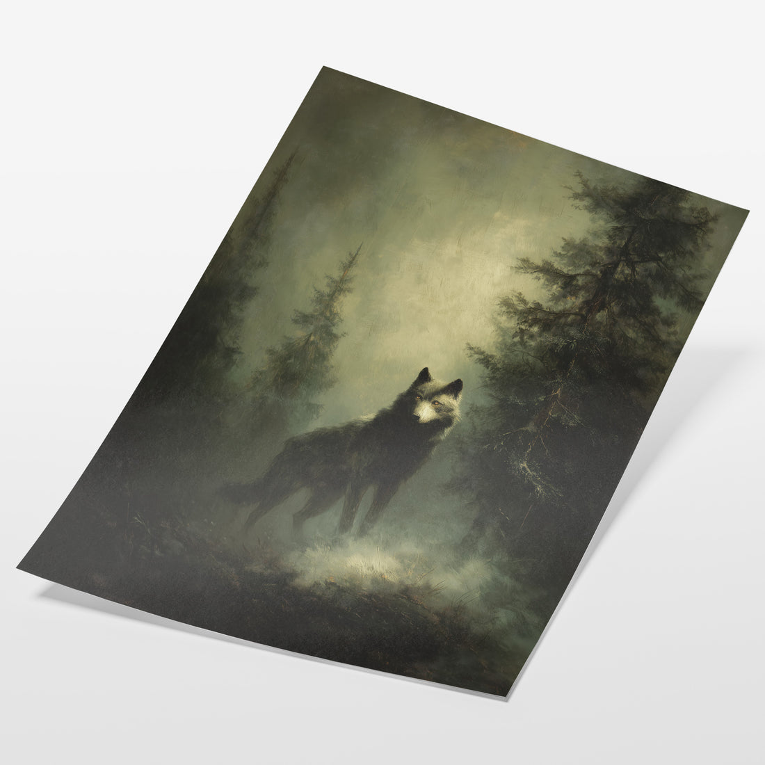 angled view of moody forest wildlife fine art print