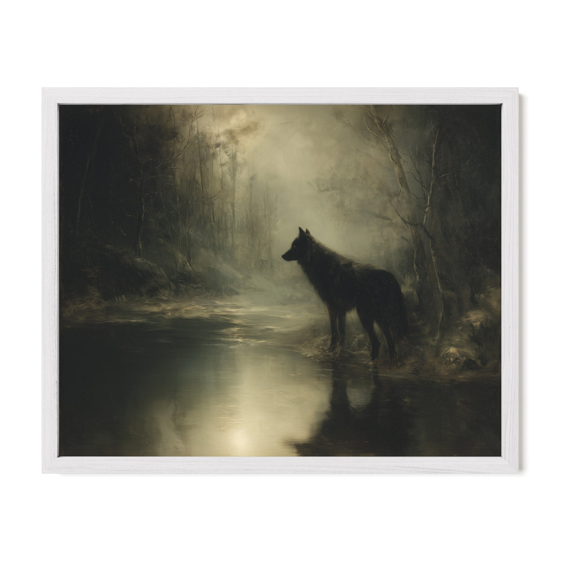 white framed woodland wildlife wall art print